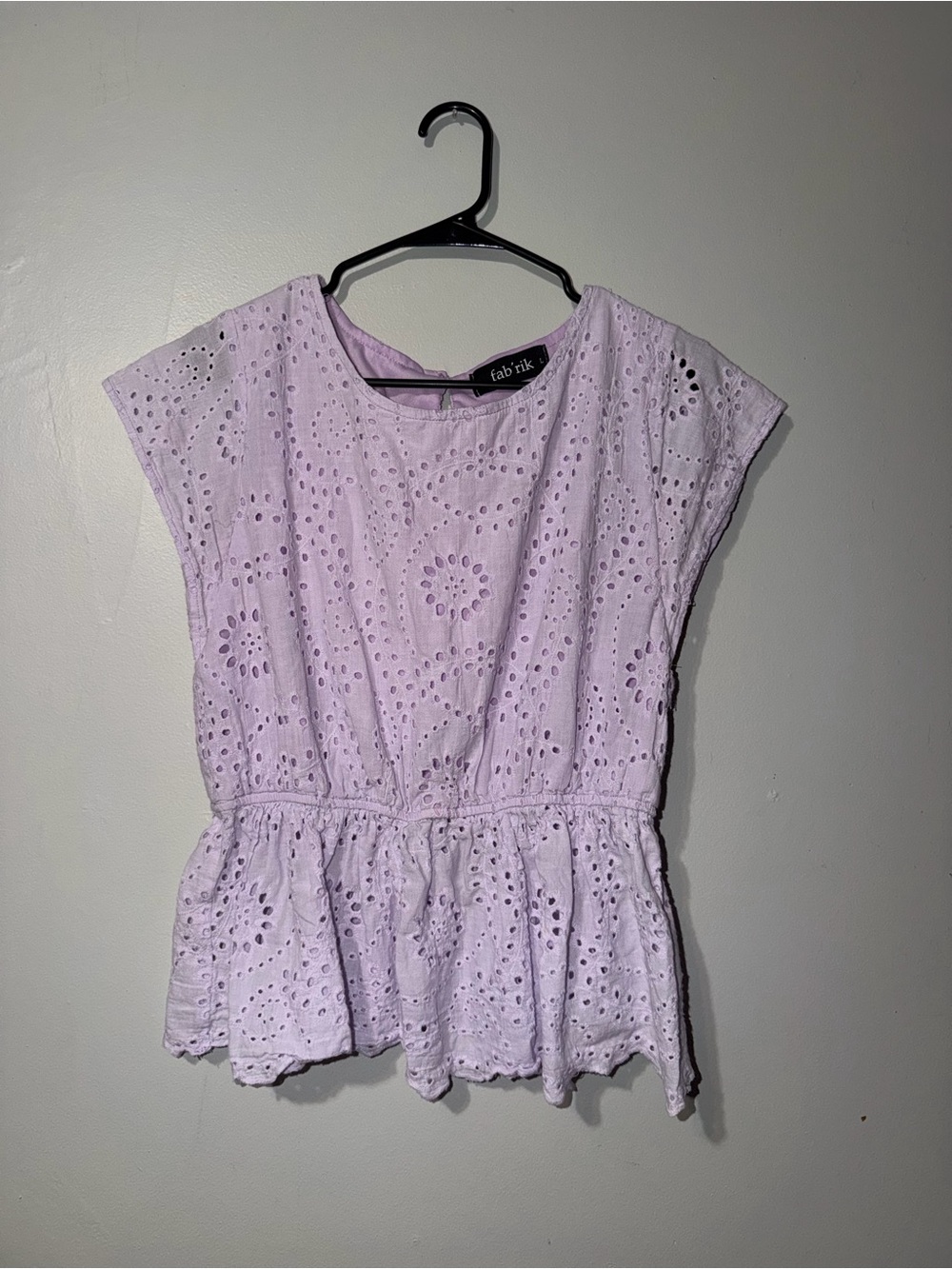 fab'rik Lavender Eyelet Peplum Blouse